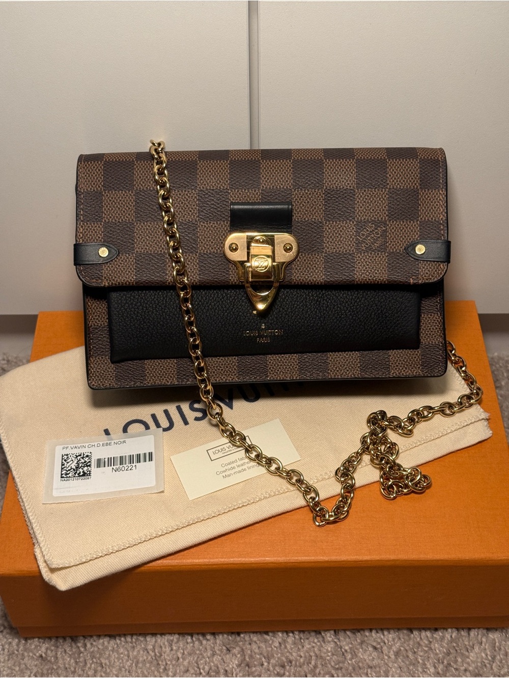 Louis Vuitton Damier Ebene Vavin Chain Wallet